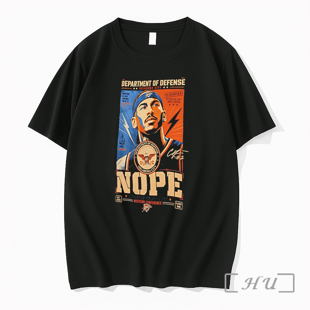Officials Shai Gilgeous Alexander Oklahoma City Thunder Nope Department Of Defense Tee Premium T Shirts - T-Shirt, Sweatshirt, Hoodie