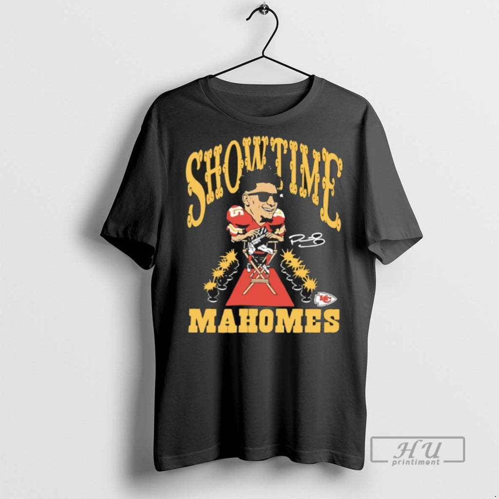 Officials Showtime Patrick Mahomes Kc Chiefs Signature Caricature Shirt Unisex T-shirt, Sweatshirt, Hoodie, Long Sleeve Tee - T-Shirt, Sweatshirt, Hoodie
