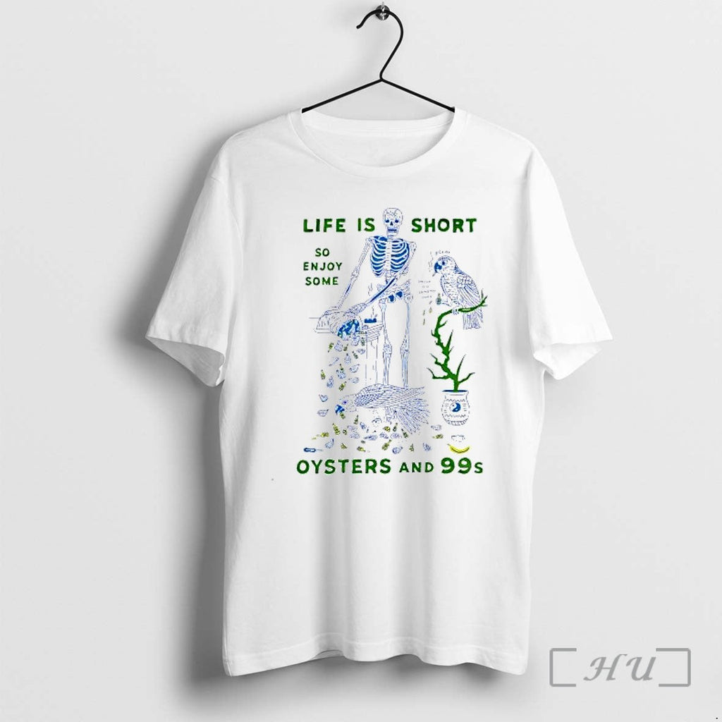 Officials Skeleton Life Is Short So Enjoy Some Oysters And 99s Premium T Shirts Sweater Unisex T-shirt, Sweatshirt, Hoodie, Long Sleeve Tee - T-Shirt, Sweatshirt, Hoodie