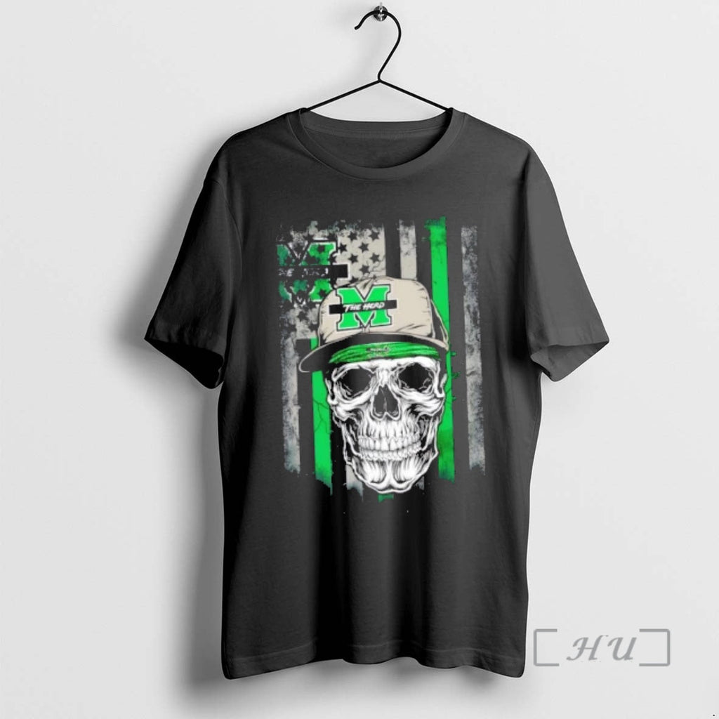 Officials Skull Wearing Cap Marshall Thundering Herd Us Flag T-Shirts, Hoodie, Sweatshirt - T-Shirt, Sweatshirt, Hoodie