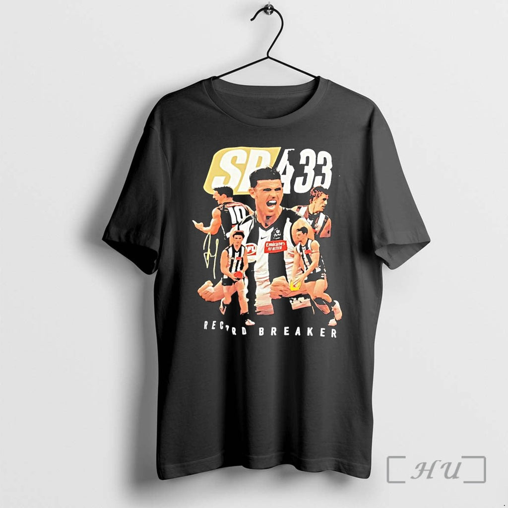 Officials Sp 433 Record Breaker Scott Pendlebury Collingwood Afl Black Unisex T-shirt, Sweatshirt, Hoodie, Long Sleeve Tee - T-Shirt, Sweatshirt, Hoodie