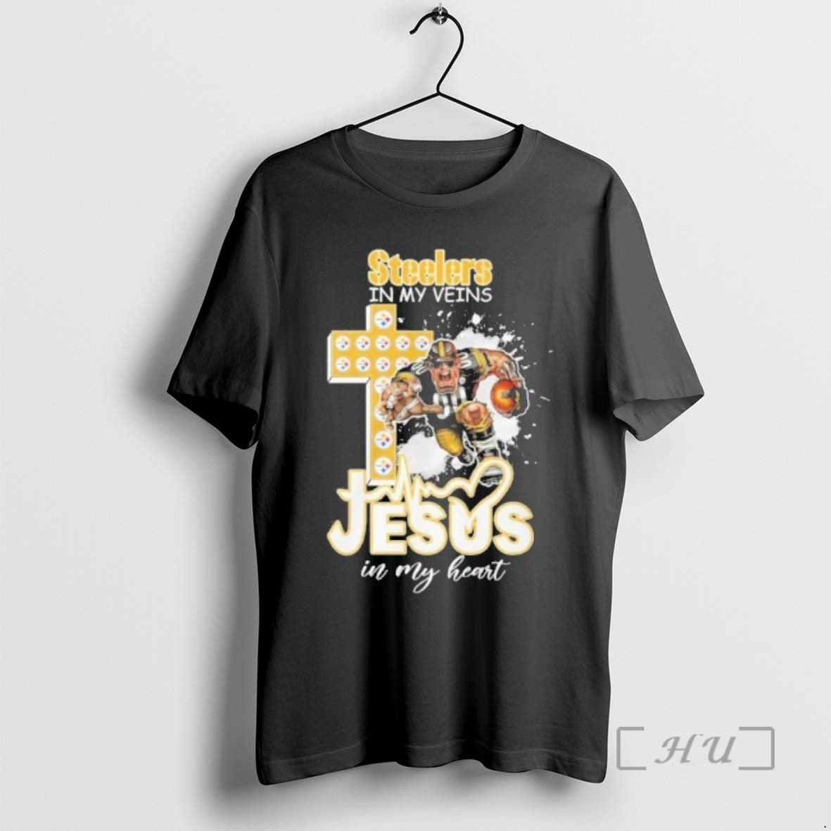 Officials Steelers My Veins Jesus Mascot My Heart Mascots T-Shirts, Hoodie, Sweatshirt - T-Shirt, Sweatshirt, Hoodie