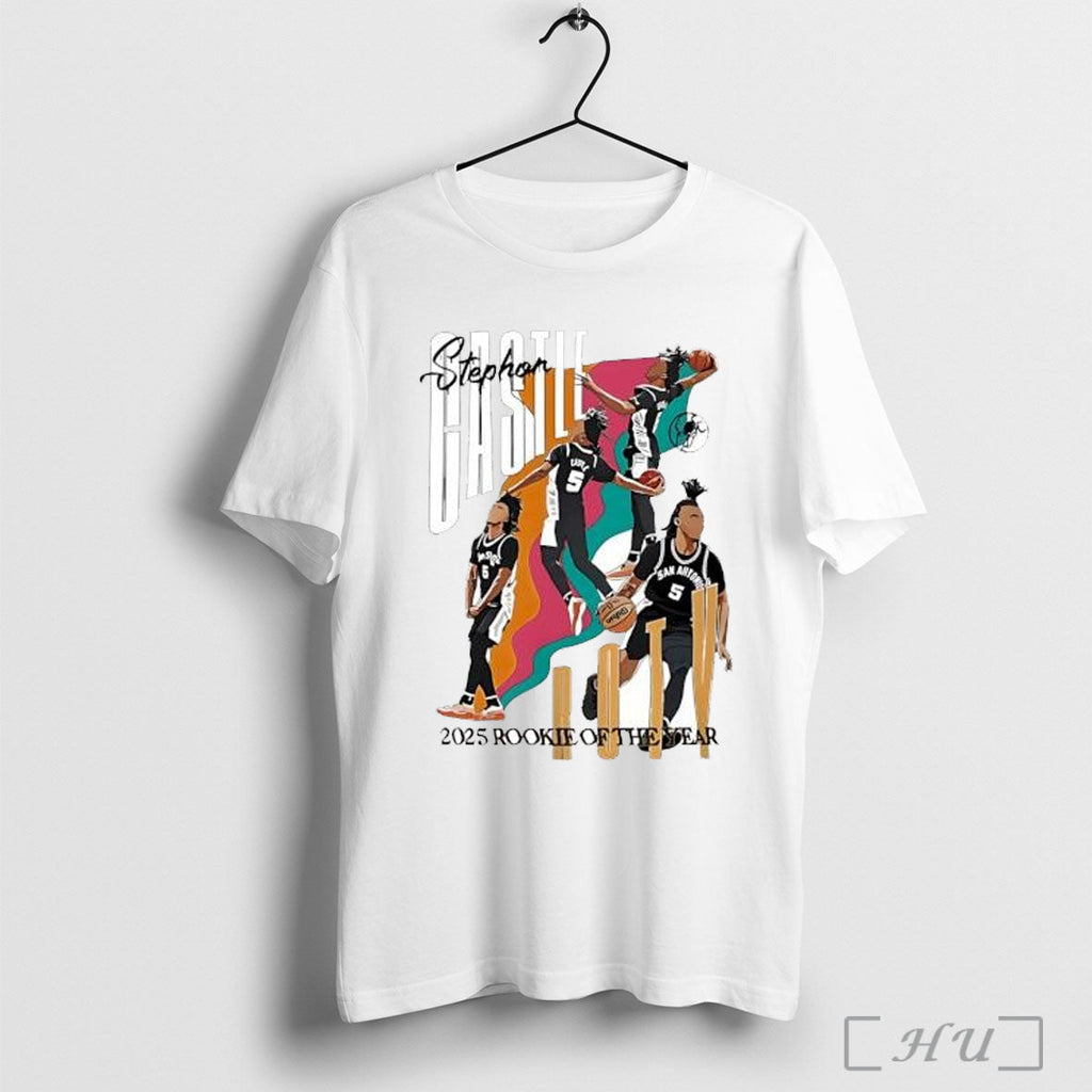 Officials Stephon Castle 2025 Rookie Of The Year Basketball Player T Shirt Unisex T-shirt, Sweatshirt, Hoodie, Long Sleeve Tee - T-Shirt, Sweatshirt, Hoodie