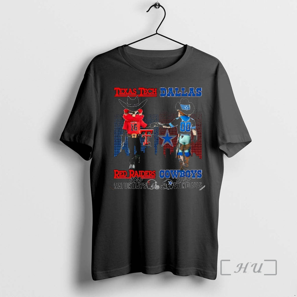 Officials Texas Tech Red Raiders Saturdays Vs Dallas Cowboys Sundays Mascot Skyline T-Shirts, Hoodie, Sweatshirt - T-Shirt, Sweatshirt, Hoodie