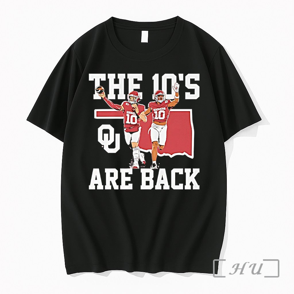 Officials The 10s Are Back Kip Lewis And John Mateer Oklahoma Football Premium T Shirts Unisex T-shirt, Sweatshirt, Hoodie, Long Sleeve Tee - T-Shirt, Sweatshirt, Hoodie