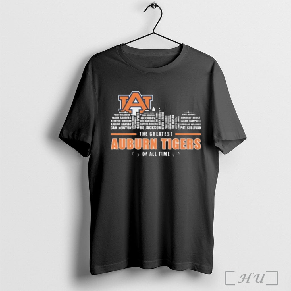 Officials The Greatest Auburn Tigers Of All Time Skyline Names 2025 T Shirt Unisex T-shirt, Sweatshirt, Hoodie, Long Sleeve Tee - T-Shirt, Sweatshirt, Hoodie