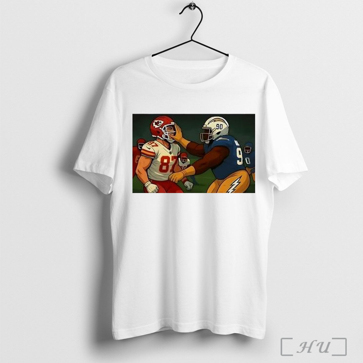Officials Travis Kelce Smacked By Chargers Cartoon T Shirt Unisex T-shirt, Sweatshirt, Hoodie, Long Sleeve Tee - T-Shirt, Sweatshirt, Hoodie