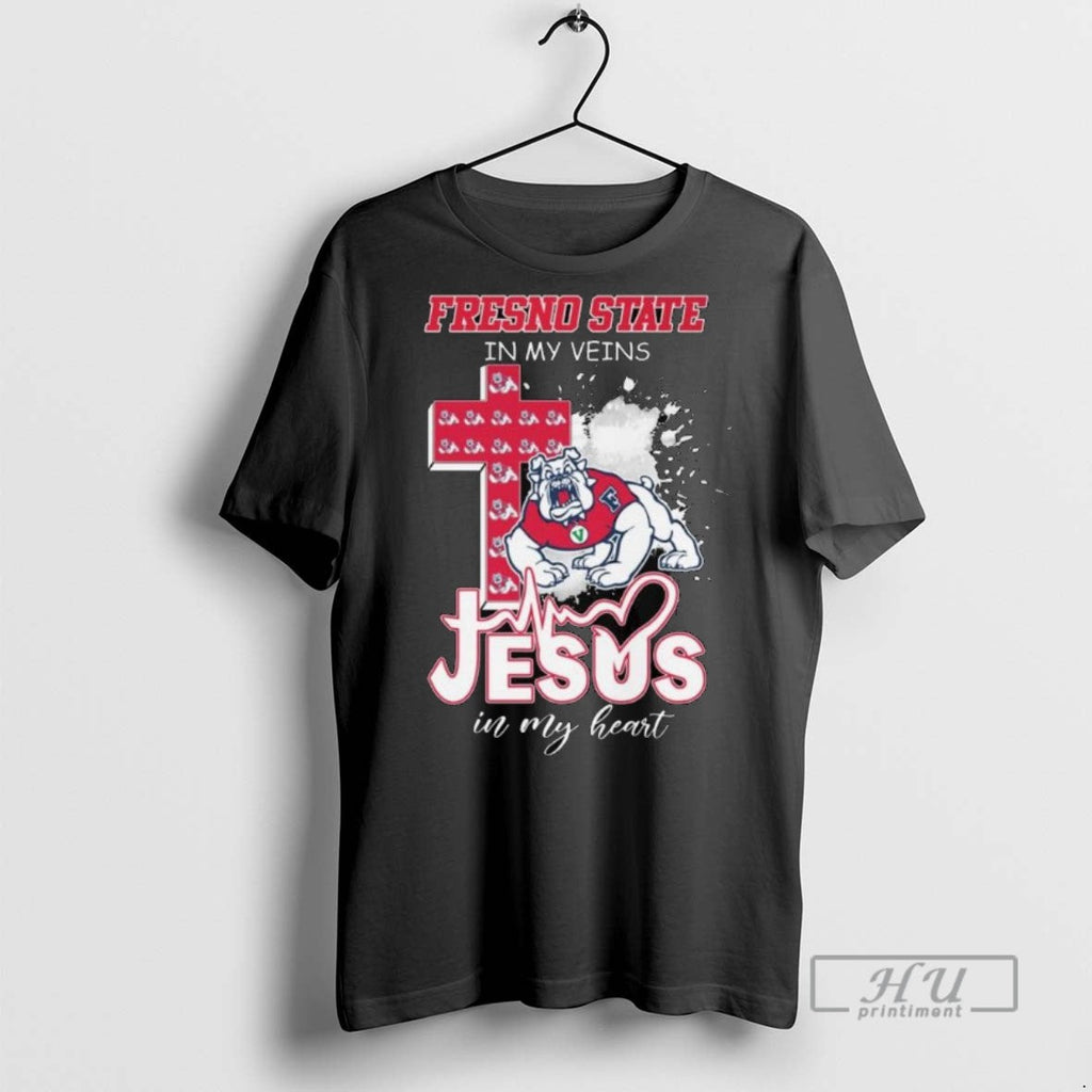 Officials Trending Fresno State In My Vein Mascot Jesus In My Heart Long Sleve Unisex T-shirt, Sweatshirt, Hoodie, Long Sleeve Tee - T-Shirt, Sweatshirt, Hoodie