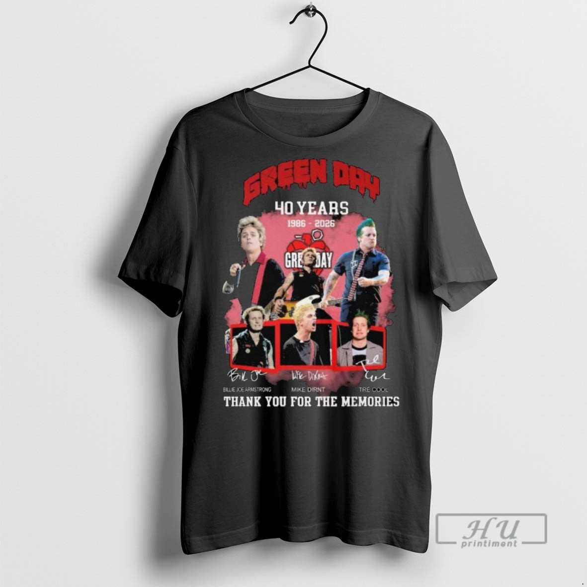 Officials Trending Green Day 40 Years 1986 2026 Thank You For The Memories Signatures Long - T-Shirt, Sweatshirt, Hoodie
