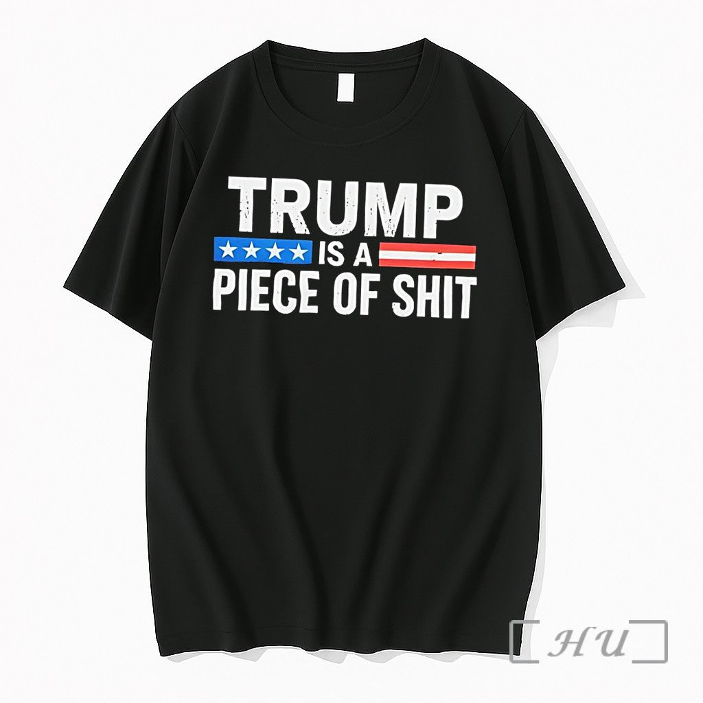 Officials Trump Is A Piece Of Shit Blue Stars Red Stripe Black Premium T Shirts Unisex T-shirt, Sweatshirt, Hoodie, Long Sleeve Tee - T-Shirt, Sweatshirt, Hoodie