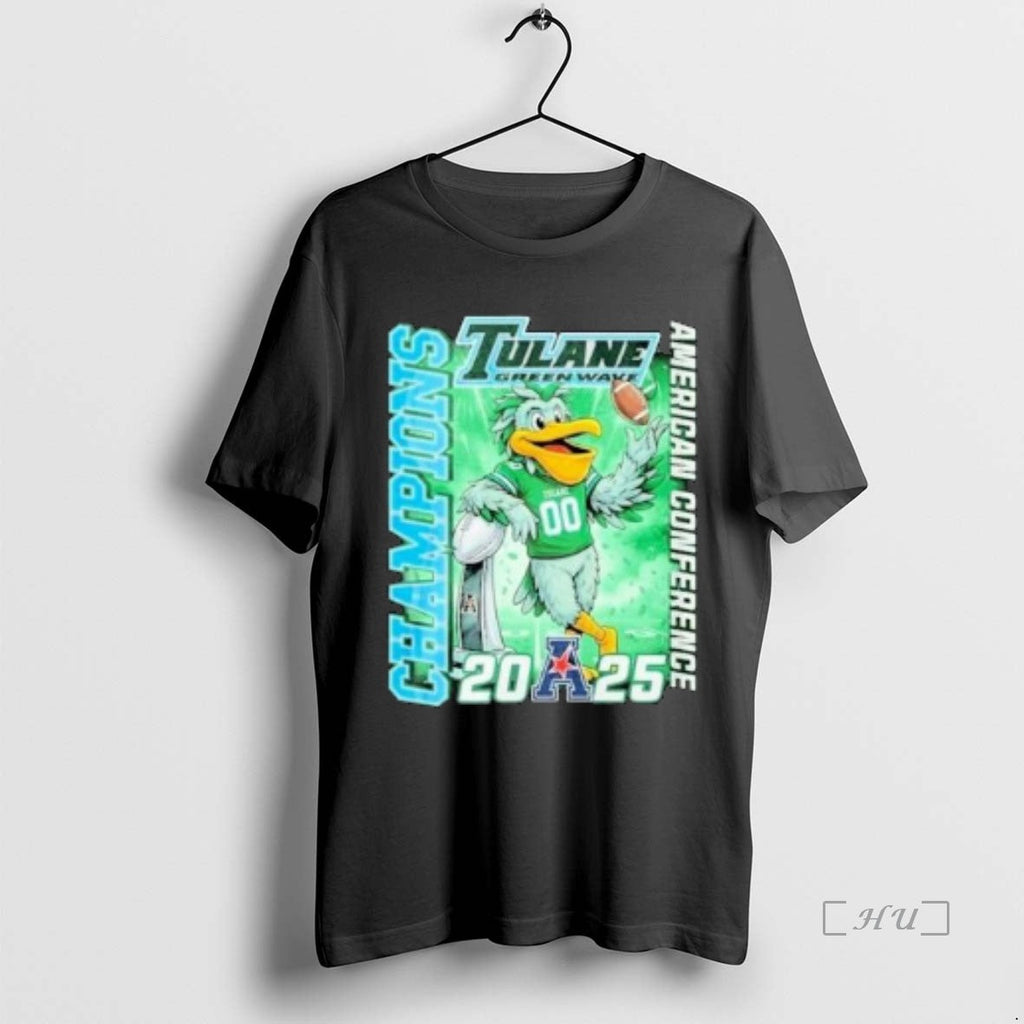 Officials Tulane Green Wave 2025 American Conference Champion Mascot Circle Black T-Shirts, Hoodie, Sweatshirt - T-Shirt, Sweatshirt, Hoodie
