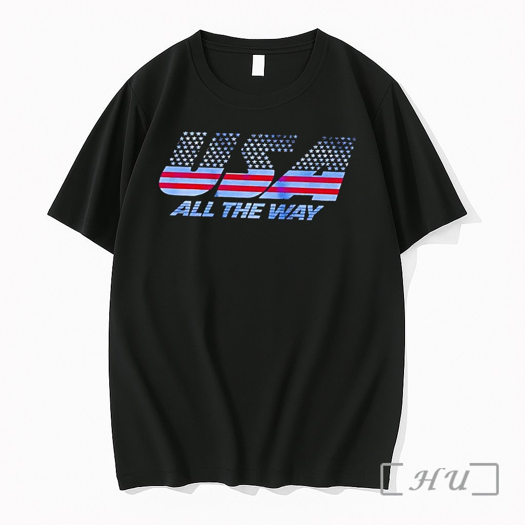 Officials Usa All The Way American Flag Stars Stripes Black Unisex T-shirt, Sweatshirt, Hoodie, Long Sleeve Tee - T-Shirt, Sweatshirt, Hoodie
