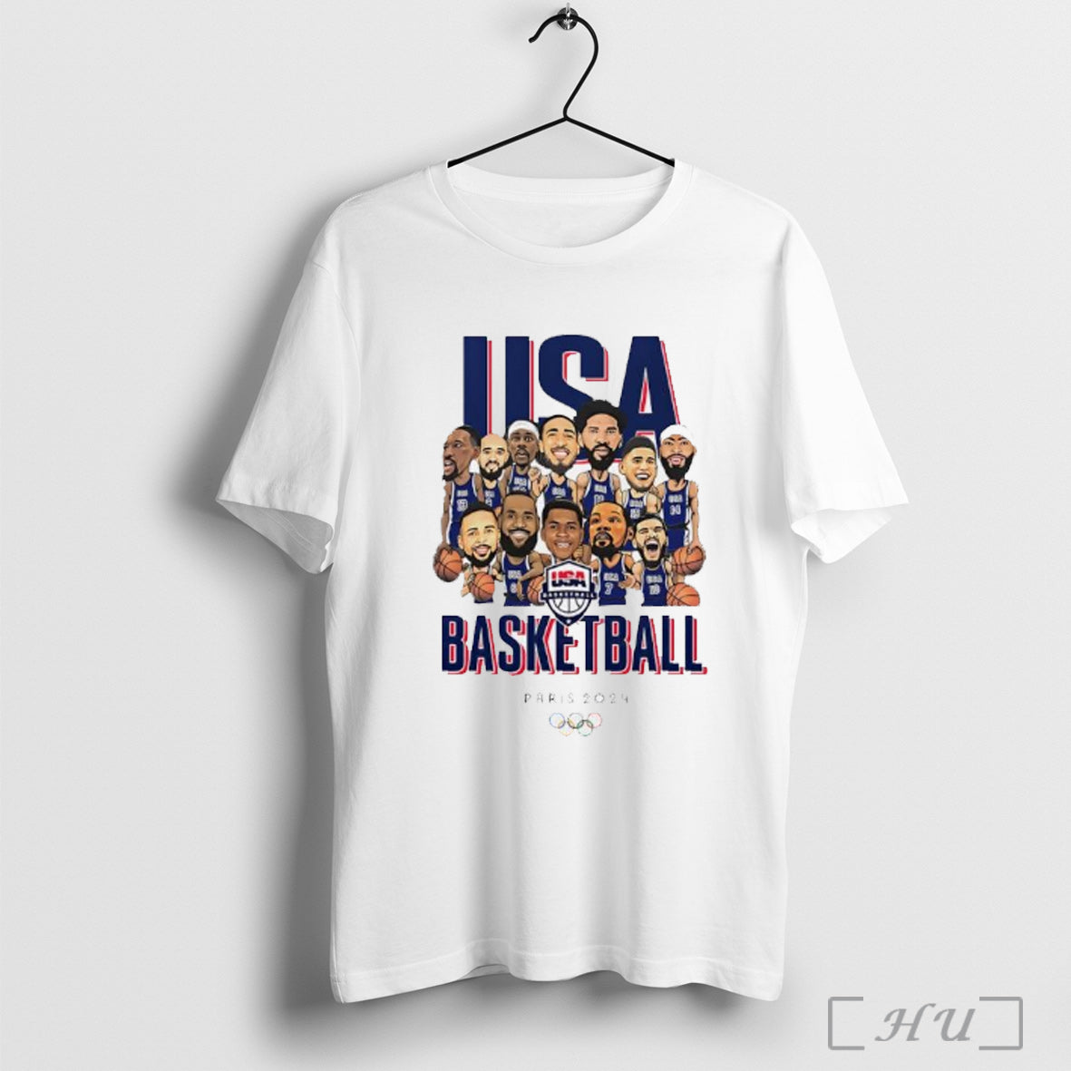 Officials Usa Basketball Usa Paris 2024 Cartoon T Shirt Unisex T-shirt, Sweatshirt, Hoodie, Long Sleeve Tee - T-Shirt, Sweatshirt, Hoodie