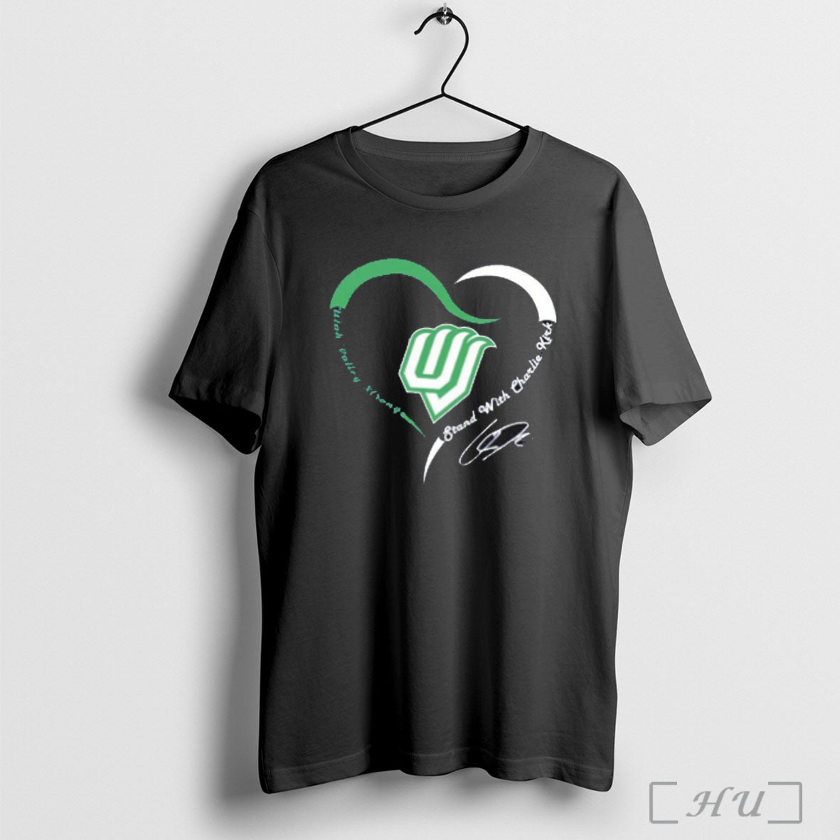 Officials Utah Valley Strong Stand With Charlie Kirk Heart Signature T Shirt Unisex T-shirt, Sweatshirt, Hoodie, Long Sleeve Tee - T-Shirt, Sweatshirt, Hoodie
