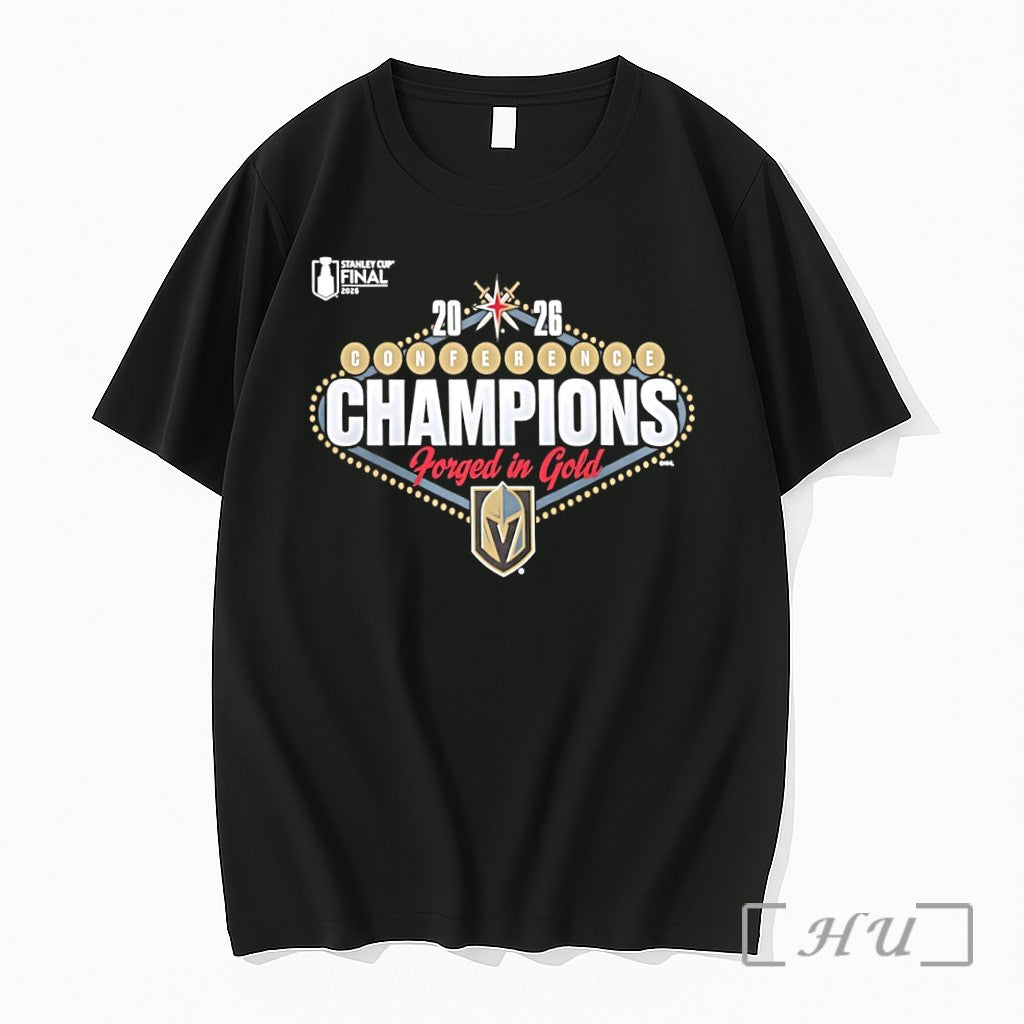 Officials Vegas Golden Knights 2026 Nhl Western Conference Champions Forged In Gold Premium T Shirts - T-Shirt, Sweatshirt, Hoodie