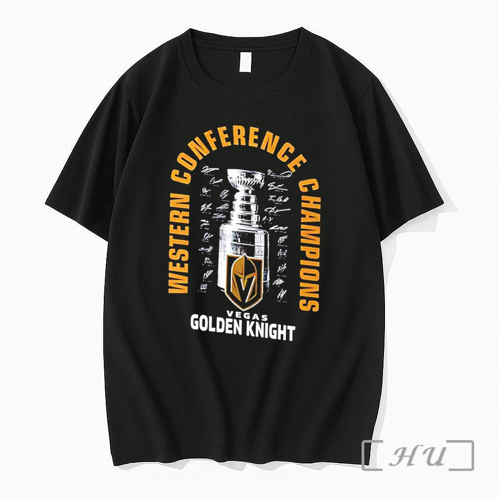 Officials Vegas Golden Knights 2026 Nhl Western Conference Champions Signatures Trophy Tee Premium T Shirts - T-Shirt, Sweatshirt, Hoodie
