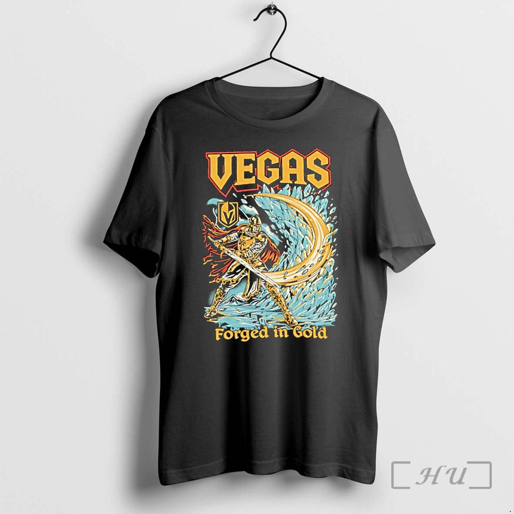 Officials Vegas Golden Knights Forged In Gold Graphic Unisex T-shirt, Sweatshirt, Hoodie, Long Sleeve Tee - T-Shirt, Sweatshirt, Hoodie