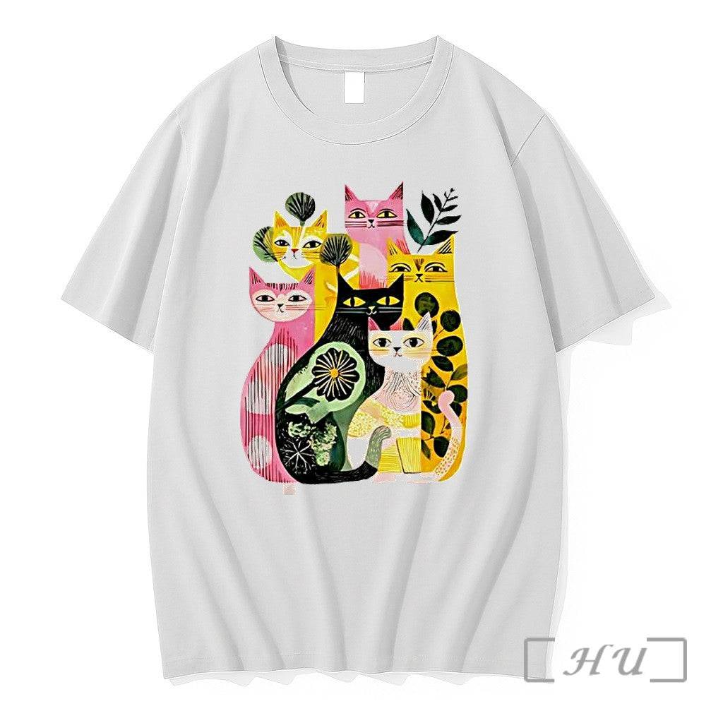 Officials Vibrant Stylized Cats And Botanical Foliage Unisex T-shirt, Sweatshirt, Hoodie, Long Sleeve Tee - T-Shirt, Sweatshirt, Hoodie