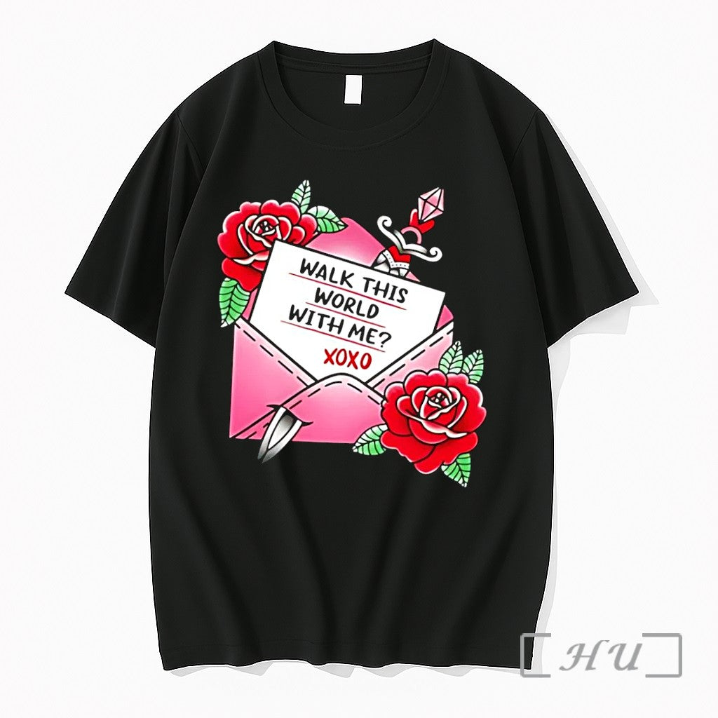 Officials Walk This World With Me Xoxo Tattoo Letter Envelope Black Premium T Shirts Sweater - T-Shirt, Sweatshirt, Hoodie