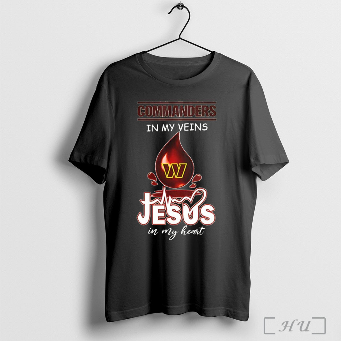 Officials Washington Commanders In My Veins Jesus In My Heart 2025 T Shirt Unisex T-shirt, Sweatshirt, Hoodie, Long Sleeve Tee - T-Shirt, Sweatshirt, Hoodie