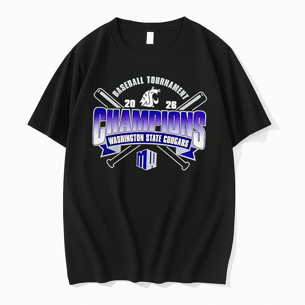 Officials Washington State Cougars 2026 Baseball Tournament Champions Mw Black Premium T Shirt - T-Shirt, Sweatshirt, Hoodie