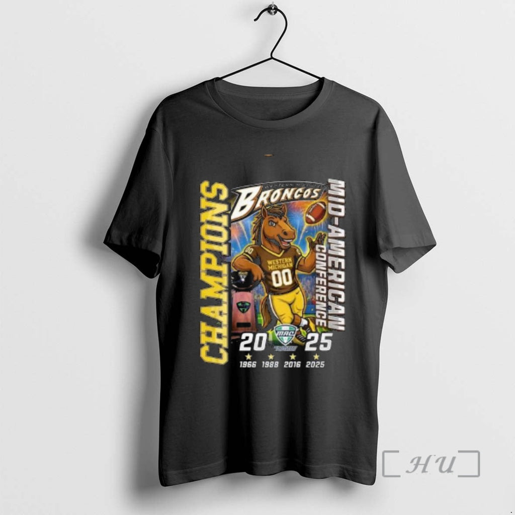 Officials Western Michigan Broncos Champions Mid American Conference 1966 2025 Mascot Circle Black T-Shirts, Hoodie, Sweatshirt - T-Shirt, Sweatshirt, Hoodie