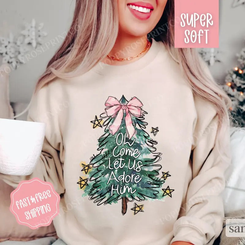 Oh Come Let Us Adore Him Crewneckstyle{N002}3 T-Shirts, Hoodie, Sweatshirt - T-Shirt, Sweatshirt, Hoodie
