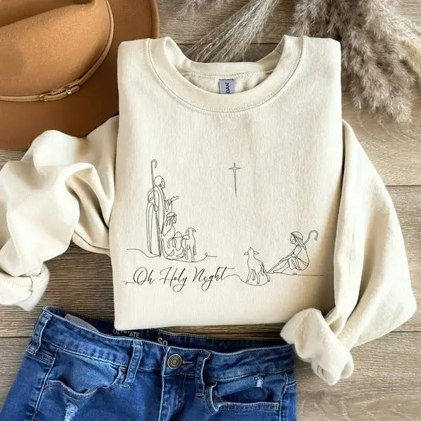 Oh Holy Night Shirt Christian Shirts Shirt Jesus Shirt Nativity Shirt Christian Shirt Religious T-Shirts, Hoodie, Sweatshirt - T-Shirt, Sweatshirt, Hoodie