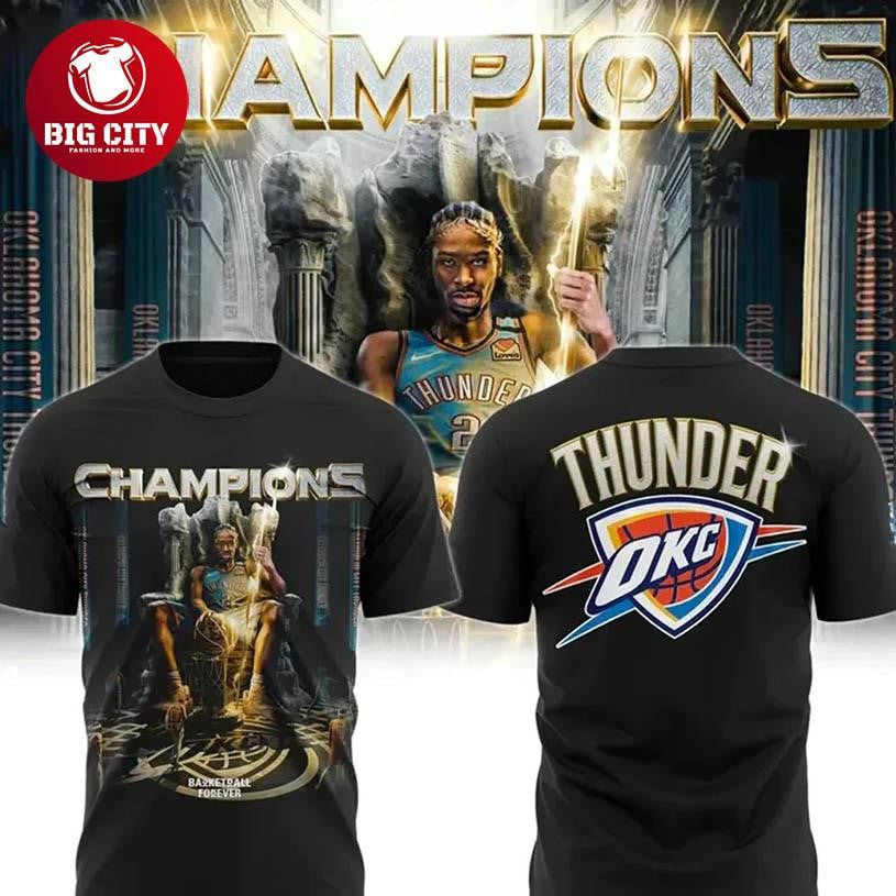 Oklahoma City Thunder 2025 NBA CHAMPIONS MVP Two Sided Shirt Unisex T-shirt, Sweatshirt, Hoodie, Long Sleeve Tee - T-Shirt, Sweatshirt, Hoodie