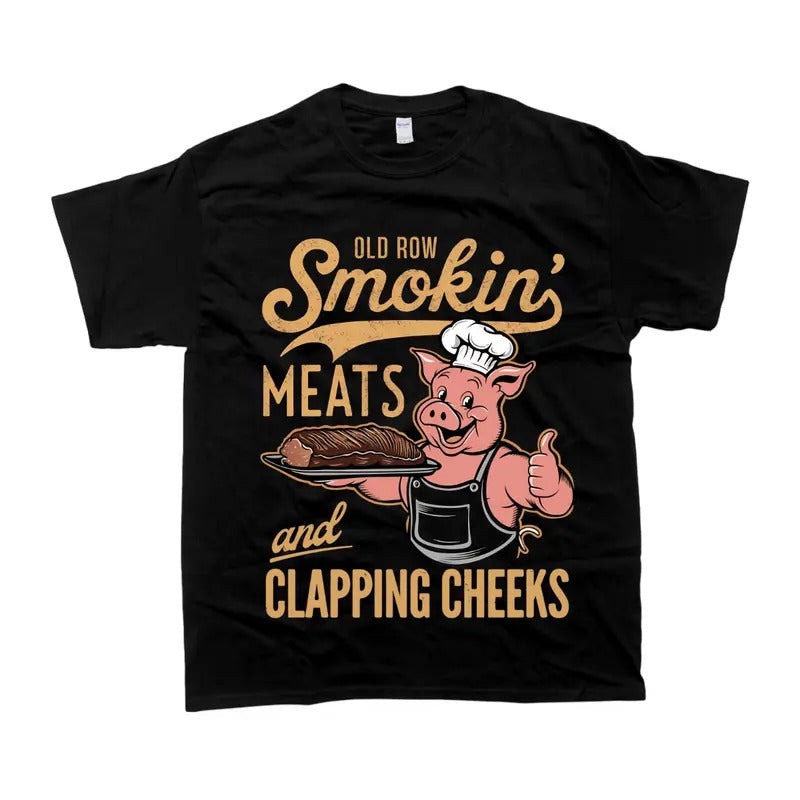 Old Row 100% Cotton Smokin Meat Fun Pig BBQ & T-Shirts, Hoodie, Sweatshirt - T-Shirt, Sweatshirt, Hoodie