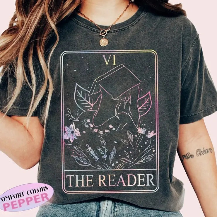 Ombre Reader Tarot Card Shirt Reader Comfort Colors Bookish Book Lover Bookworm Shirt Book Tarot Card T-Shirts, Hoodie, Sweatshirt - T-Shirt, Sweatshirt, Hoodie