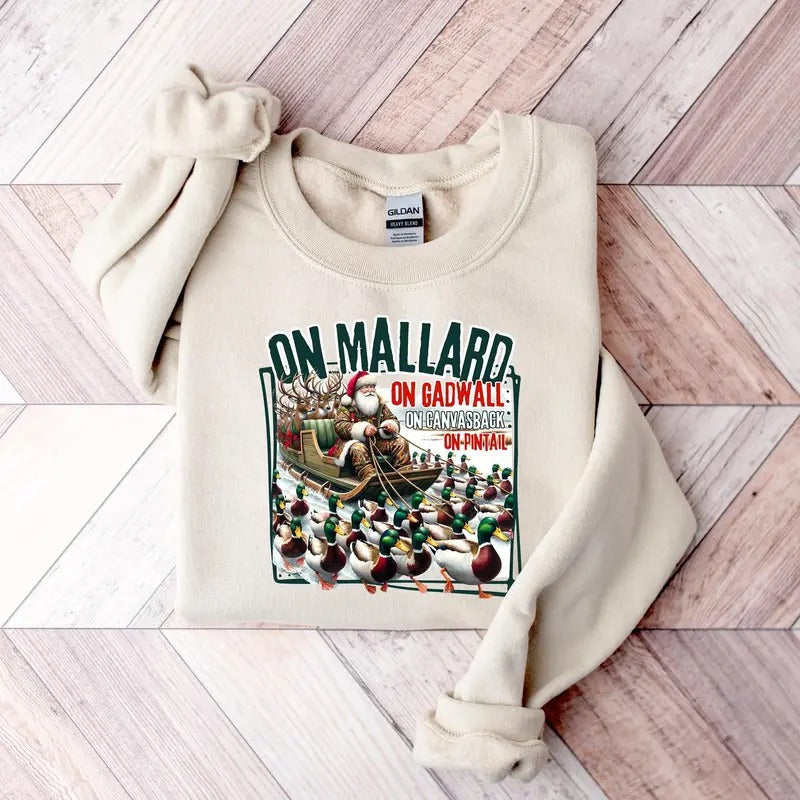 Mallard Gadwall Shirt Funny Duck Hunting Santa Outdoor Waterfowl Hunting Top Sportsman Santa Sleighstyle{N002}2 T-Shirts, Hoodie, Sweatshirt - T-Shirt, Sweatshirt, Hoodie