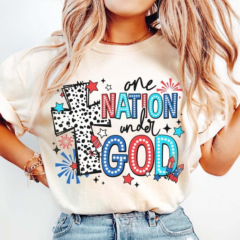 One Nation Under God America Dalmatian Independence Day Christian Cross Indepence Day Usa America 1776 Usa Cotton Sleeve Cotton Sleeve T-Shirts, Hoodie, Sweatshirt - T-Shirt, Sweatshirt, Hoodie