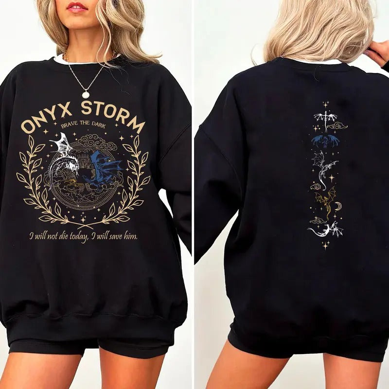 Onyx Storm 2 Sides Fourth Wing Shirt Onyx Storm Fantasy Reader Shirt I Will Save Him Shirt Bookish Shirt Booktok Violet Sorrengail Shirt T-Shirts, Hoodie, Sweatshirt - T-Shirt, Sweatshirt, Hoodie