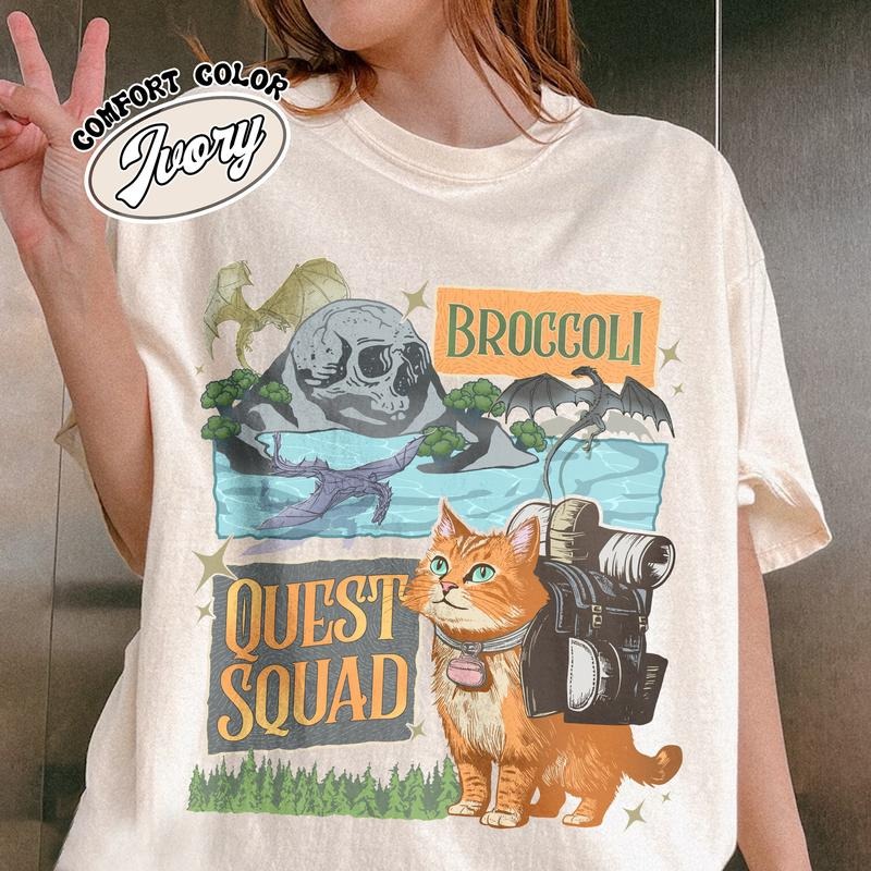 Onyx Storm Quest Squad Broccoli Shirt Fourth Wing Xaden Riorson Shirt Romantasy Fan Shirt Dragon Rider Shirt Brocolli Kitten Team T-Shirts, Hoodie, Sweatshirt - T-Shirt, Sweatshirt, Hoodie