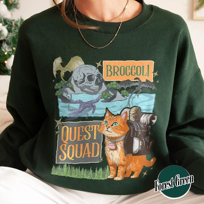 Onyx Storm Quest Squad Broccoli Fourth Wing Xaden Riorson Romantasy Fan Dragon Rider Brocolli Kitten Team T-Shirts, Hoodie, Sweatshirt - T-Shirt, Sweatshirt, Hoodie