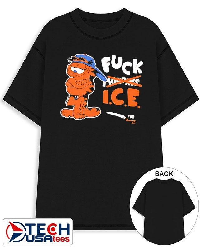 Orange Cat says fck ICE shirt Unisex T-shirt, Sweatshirt, Hoodie, Long Sleeve Tee - T-Shirt, Sweatshirt, Hoodie