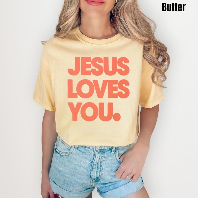 Orange Jesus Loves You PUFF Comfort Colors T-Shirts, Hoodie, Sweatshirt - T-Shirt, Sweatshirt, Hoodie
