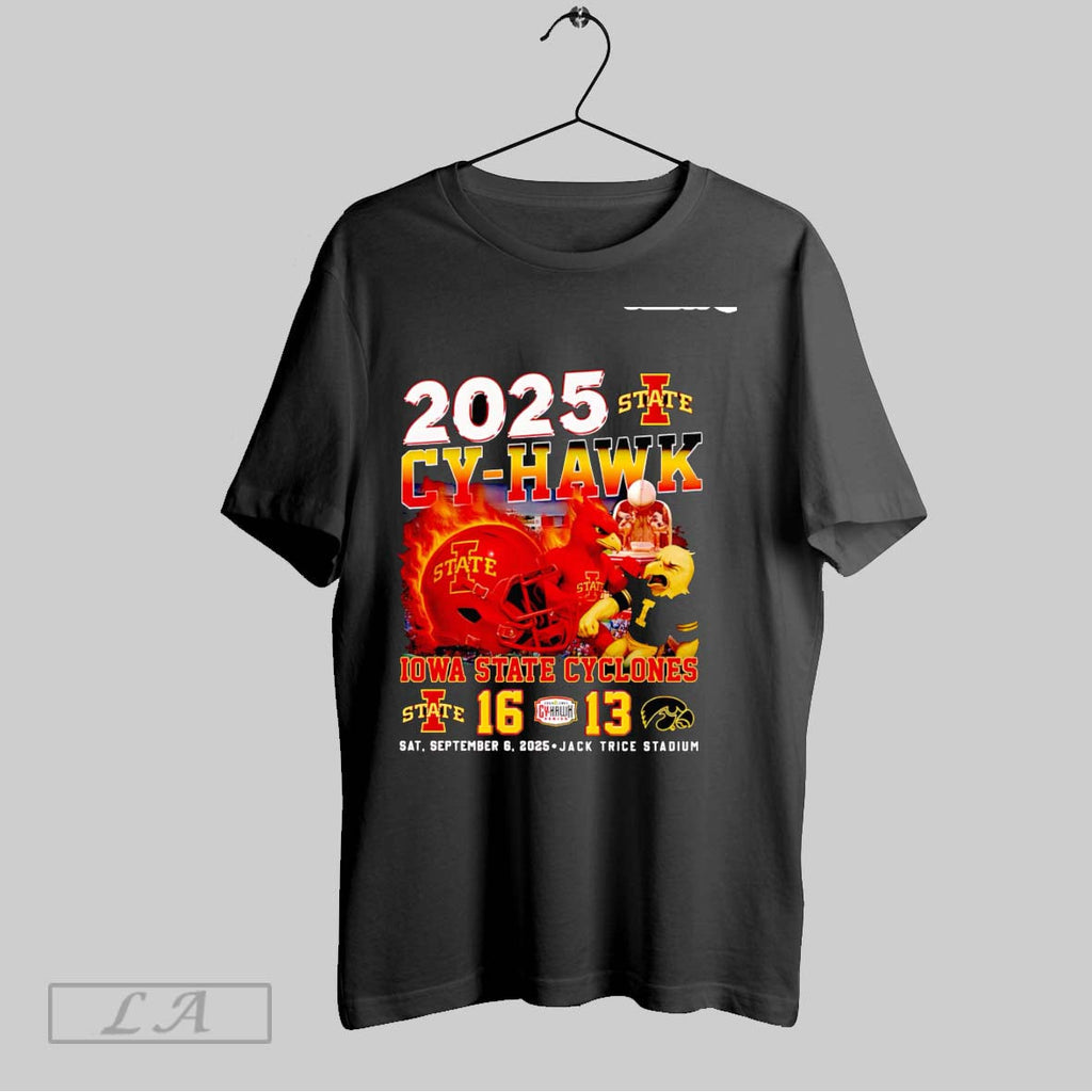 Original 2025 Cy Hawk Iowa State Cyclones 16 13 Iowa Hawkeyes Mascot Unisex T-shirt, Sweatshirt, Hoodie, Long Sleeve Tee - T-Shirt, Sweatshirt, Hoodie