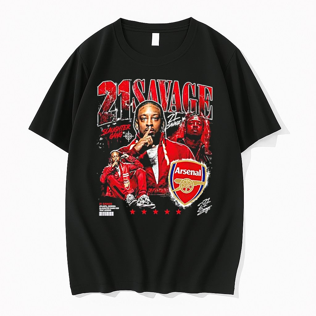 Original 21 Savage X Arsenal Slaughter Gang Signature Tshirts Jpg Unisex T-shirt, Sweatshirt, Hoodie, Long Sleeve Tee - T-Shirt, Sweatshirt, Hoodie