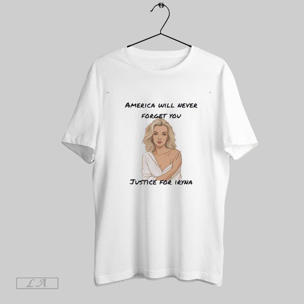 Original America Will Never Forget You Justice For Iryna Zarutska Unisex T-shirt, Sweatshirt, Hoodie, Long Sleeve Tee - T-Shirt, Sweatshirt, Hoodie