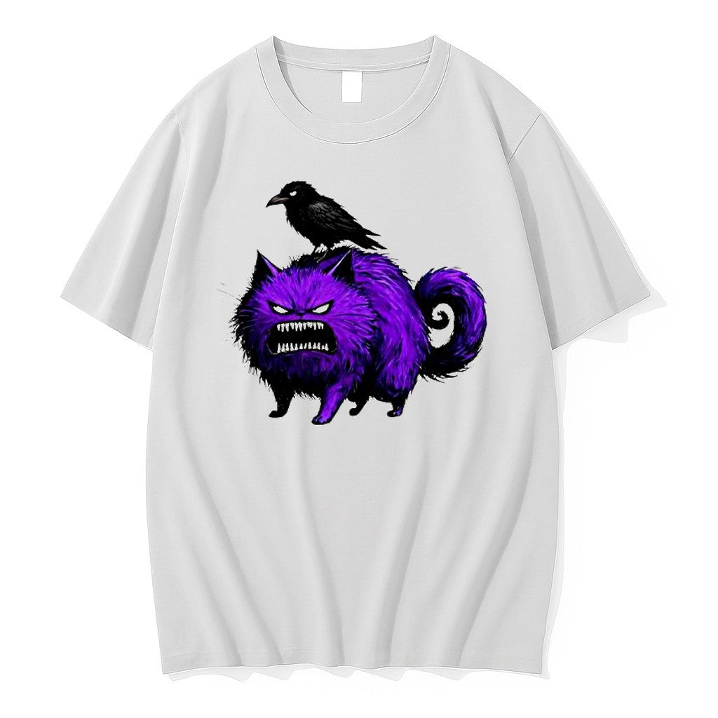 Original Angry Purple Fluffy Cat With Black Crow Tshirts Jpg Unisex T-shirt, Sweatshirt, Hoodie, Long Sleeve Tee - T-Shirt, Sweatshirt, Hoodie