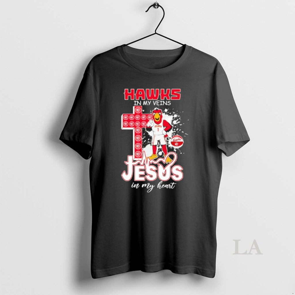 Original Atlanta Hawks My Veins Jesus My Heart Mascot T-Shirts, Hoodie, Sweatshirt - T-Shirt, Sweatshirt, Hoodie