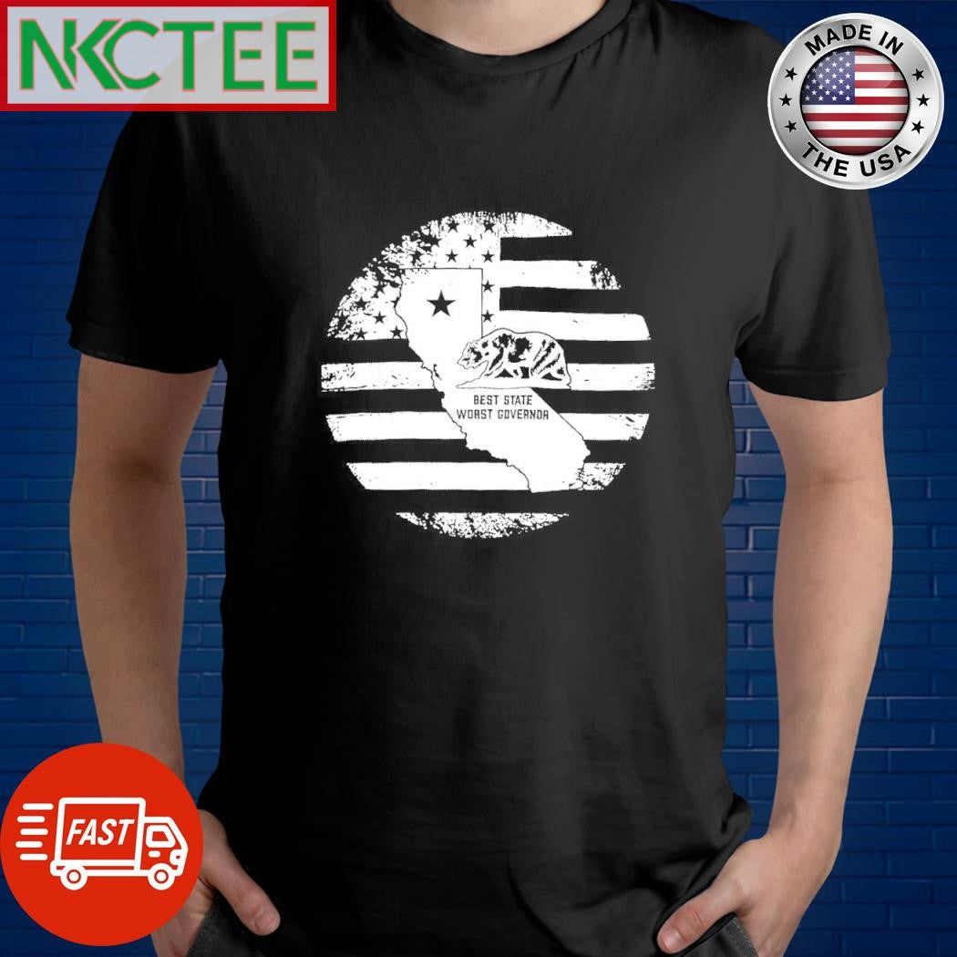 Original Best State Worst Governor bear US flag circle shirt Unisex T-shirt, Sweatshirt, Hoodie, Long Sleeve Tee - T-Shirt, Sweatshirt, Hoodie