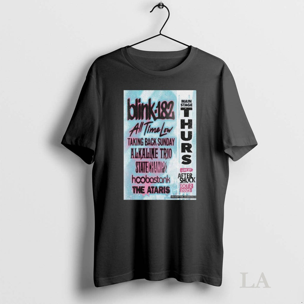 Original Blink 182 Main Stage Thurs Live At After Shock Sacramento Ca Oct 2 2025 Unisex T-shirt, Sweatshirt, Hoodie, Long Sleeve Tee - T-Shirt, Sweatshirt, Hoodie