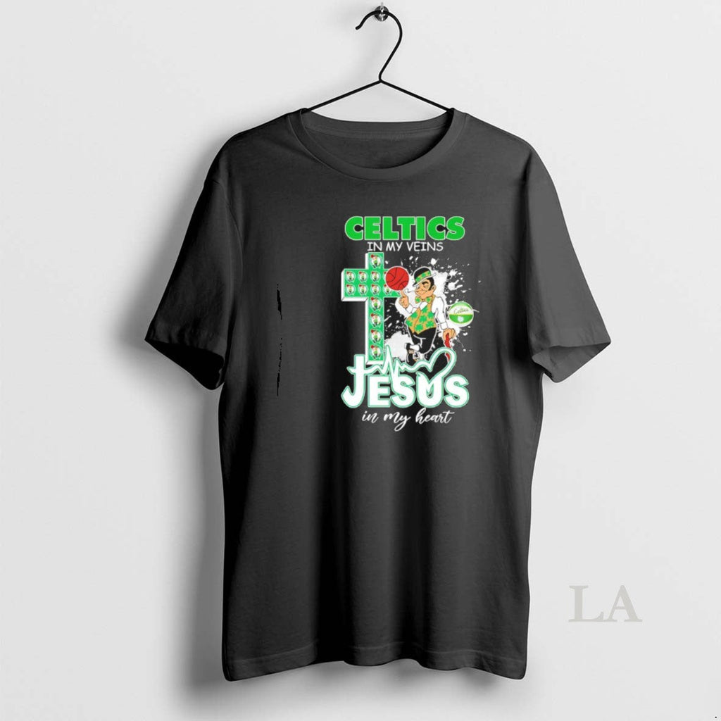 Original Boston Celtics My Veins Jesus My Heart Mascot T-Shirts, Hoodie, Sweatshirt - T-Shirt, Sweatshirt, Hoodie