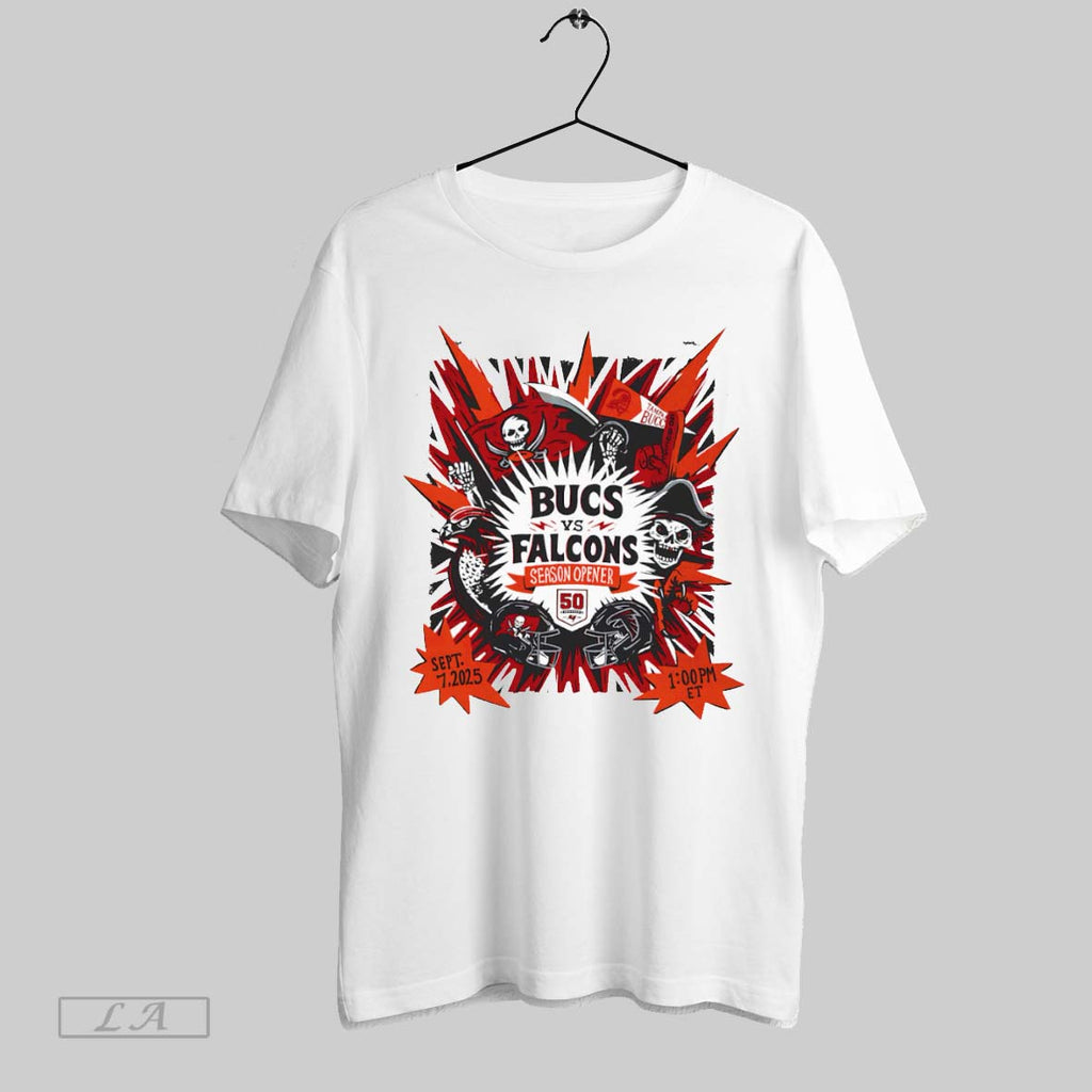 Original Bucs Vs Falcons Season Opener 2025 Unisex T-shirt, Sweatshirt, Hoodie, Long Sleeve Tee - T-Shirt, Sweatshirt, Hoodie