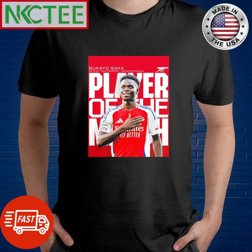 Original Bukayo Saka Player of the month shirt Unisex T-shirt, Sweatshirt, Hoodie, Long Sleeve Tee - T-Shirt, Sweatshirt, Hoodie
