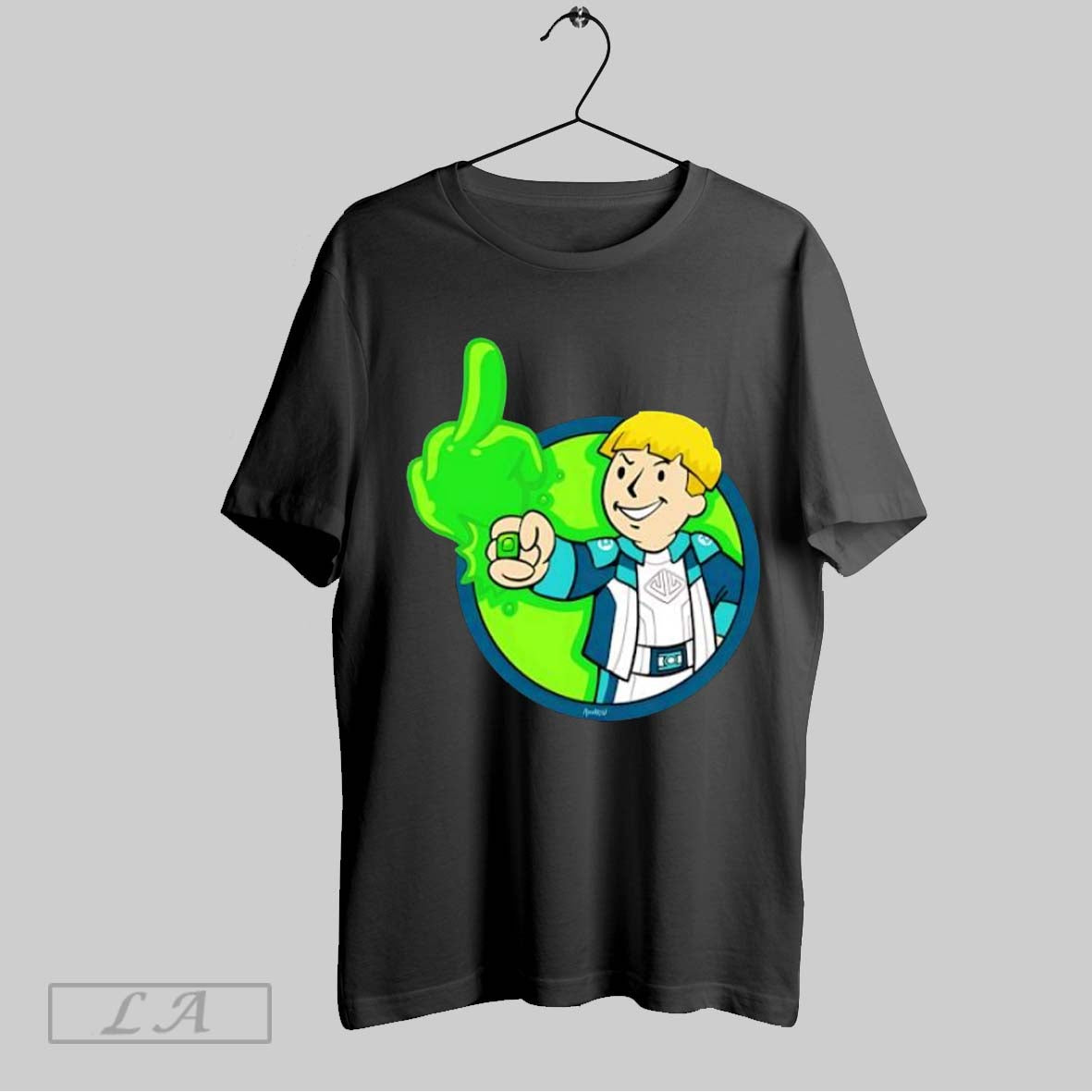 Original Cartoon Boy Middle Finger Green Glow Unisex T-shirt, Sweatshirt, Hoodie, Long Sleeve Tee - T-Shirt, Sweatshirt, Hoodie