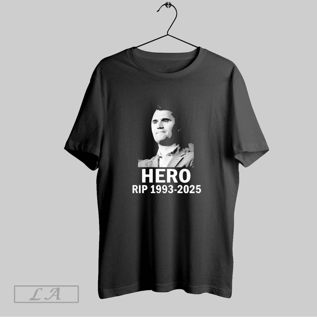Original Charlie Kirk Is My Hero Rip 1993 2025 Unisex T-shirt, Sweatshirt, Hoodie, Long Sleeve Tee - T-Shirt, Sweatshirt, Hoodie